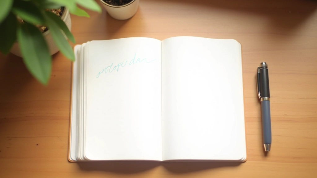 Carnet ouvert avec des notes écrites à la main sur un bureau en bois, stylo à proximité