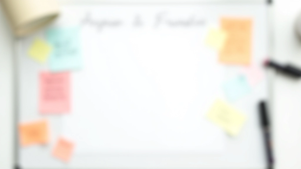 Tableau blanc avec notes manuscrites et post-it colorés, marqueur noir, espace créatif de travail, vue d'en haut