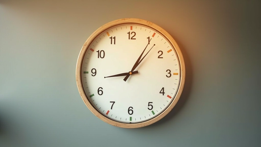 Horloge murale avec des zones horaires marquées en couleurs différentes, représentant les créneaux de disponibilité et les moments de concentration